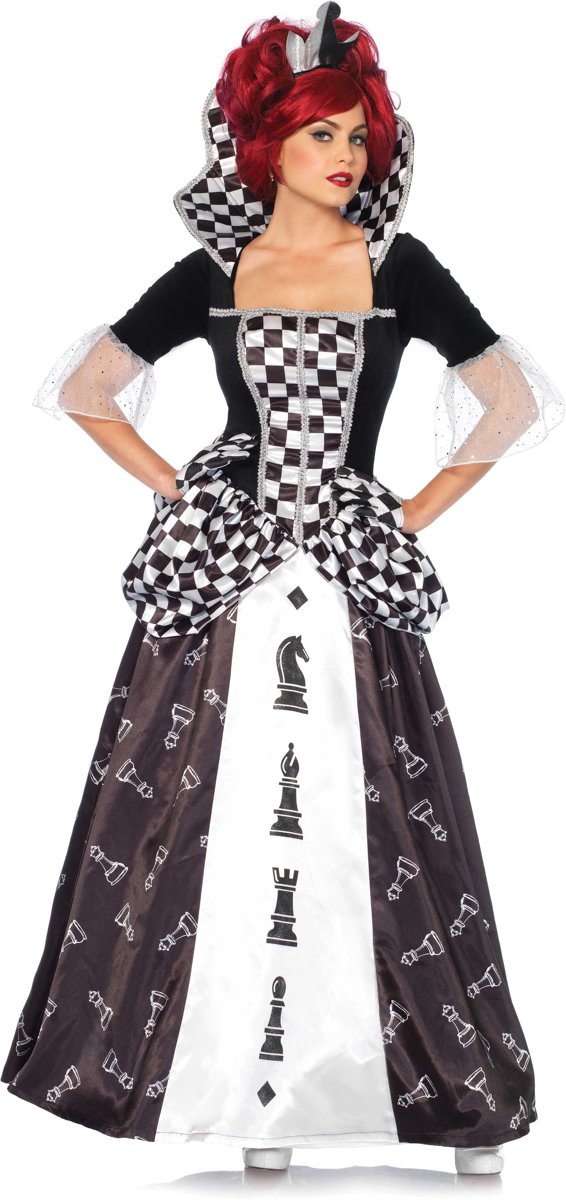 Casino Kostuum | Alice In Wonderland Chess Queen Schaak Koningin | Vrouw | Small | Carnaval kostuum | Verkleedkleding